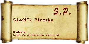 Sivák Piroska névjegykártya